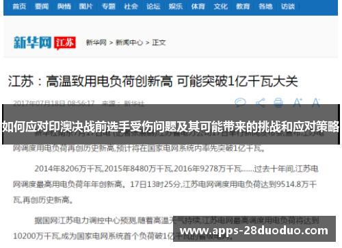 如何应对印澳决战前选手受伤问题及其可能带来的挑战和应对策略